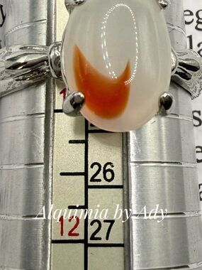 Peach-Orange Cabochon agate Ring